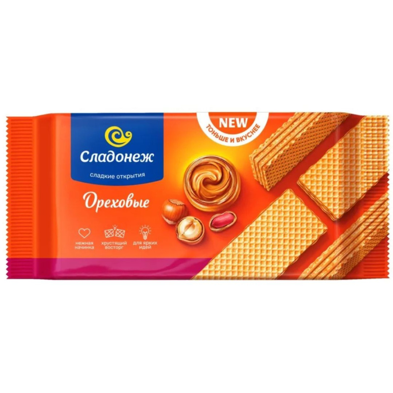 Вафли ТМ "Сладонеж" ореховые "Тоньше и вкуснее"
