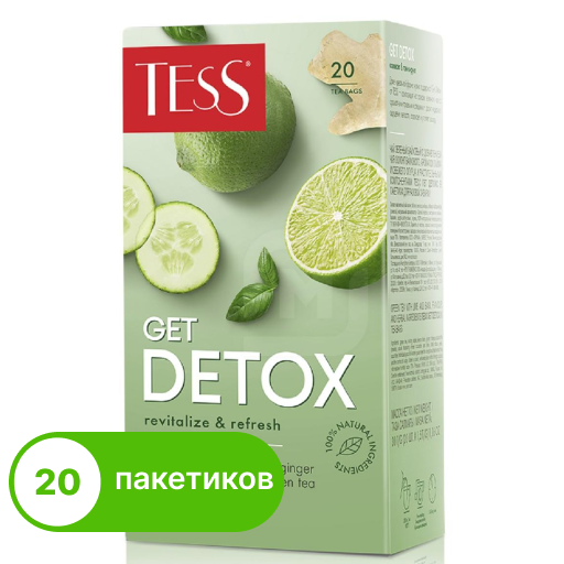 Чай Tess Get Detox зелёный с добавками 20 пакетиков 1,5 г