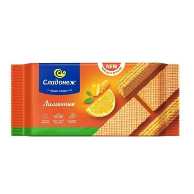 Вафли ТМ Сладонеж Лимонные Тоньше и вкуснее 170гр.
