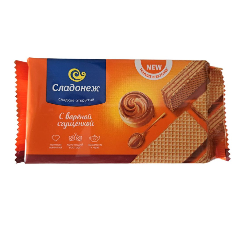 Вафли Сладонеж с вареной сгущенкой  Тоньше и меньше 170гр.