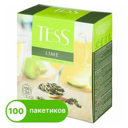 Tess Лайм 100 пакетиков зеленый с цедрой цитрусовых