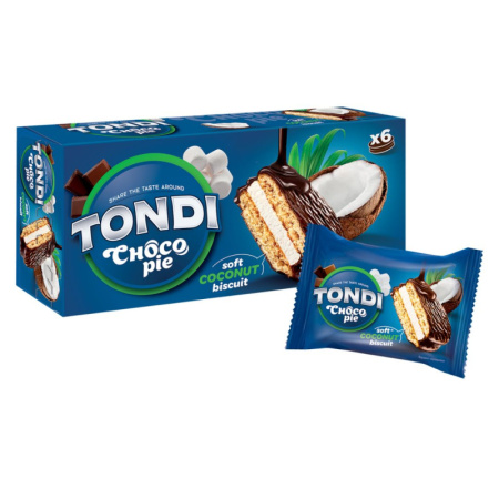 Печенье TONDI CHOCO PIE кокос, 180г