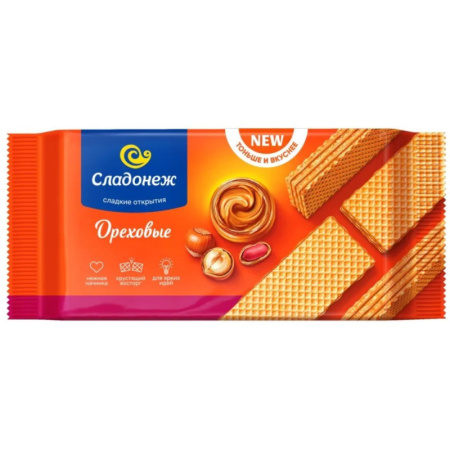 Вафли ТМ "Сладонеж" ореховые "Тоньше и вкуснее"