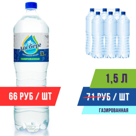Вода 1,5л газированная (в упаковке 6шт) Айсберг