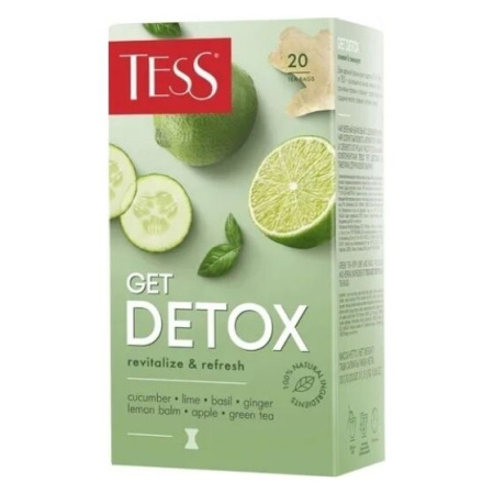 Чай Tess Get Detox зелёный с добавками 20 пакетиков 1,5 г